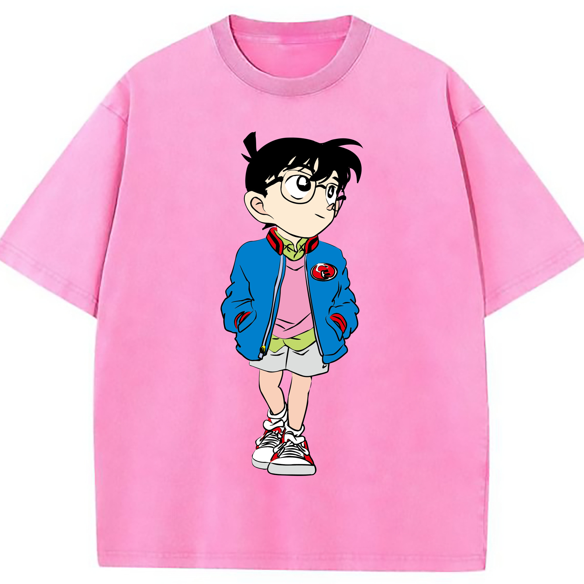 （画像用） 名探偵コナン 江戸川 コナン Detective Conan Conan Edogawa 綿100% ヴィンテージ風 半袖Tシャツ（フロントプリント）